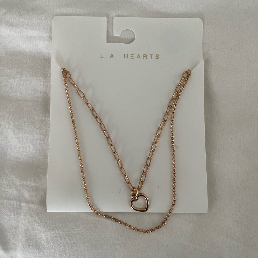 LA Hearts Gold Necklace Duo